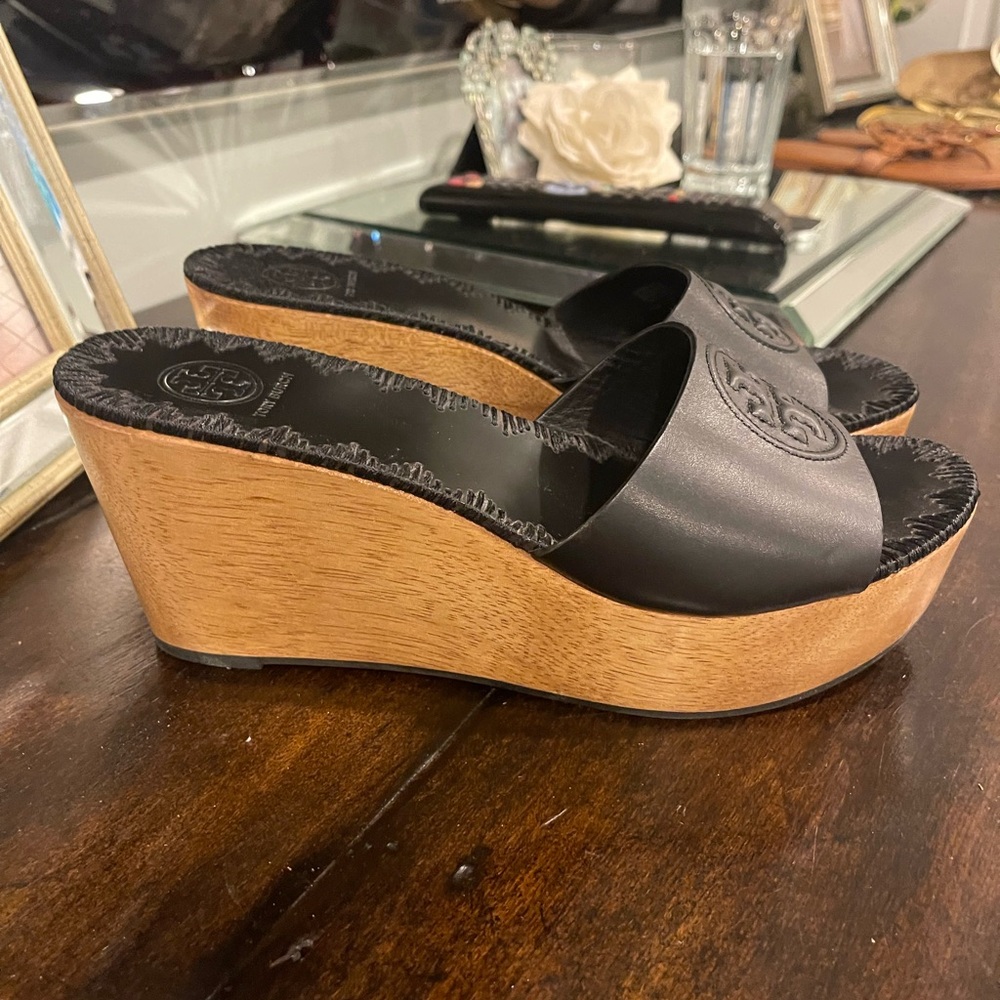 Women's Patty Leather Platform Wedge Slide Sandals